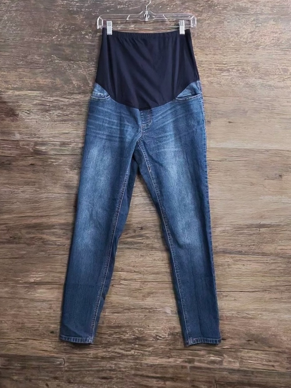 Time and Tru Dark Blue Denim Maternity Jeggings with Belly Panel